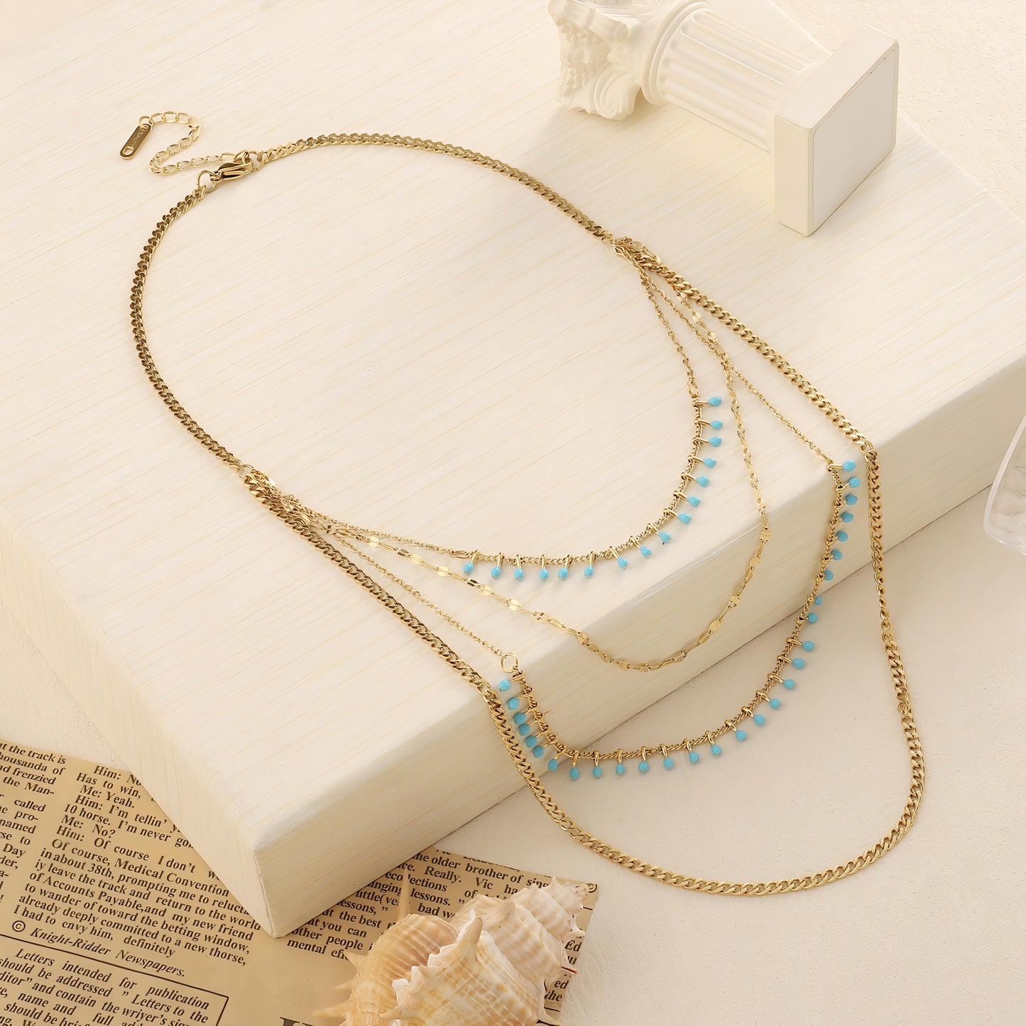 Sleek Layered Gold Necklace by GLEAMY