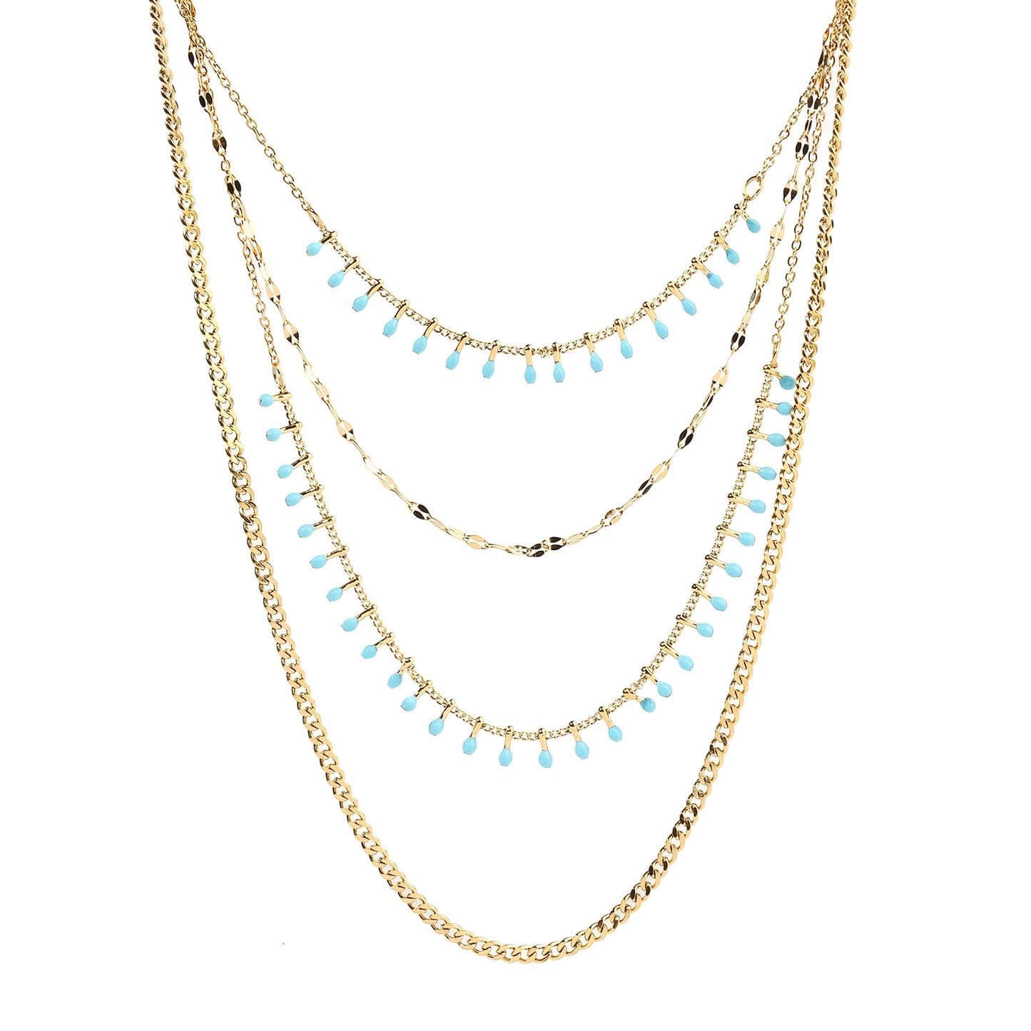 Sleek Layered Gold Necklace by GLEAMY