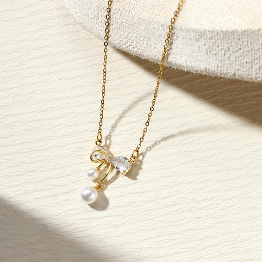 Solace Crystal & Pearl Pendant by GLEAMY