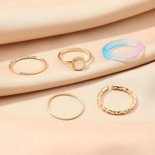 Set Of 5 Rain & Sunshine Rings by GLEAMY
