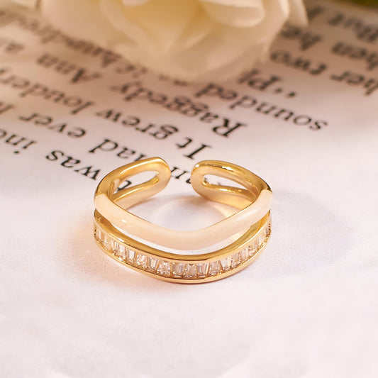 Sofia Tennis Enamel Gold Ring by GLEAMY