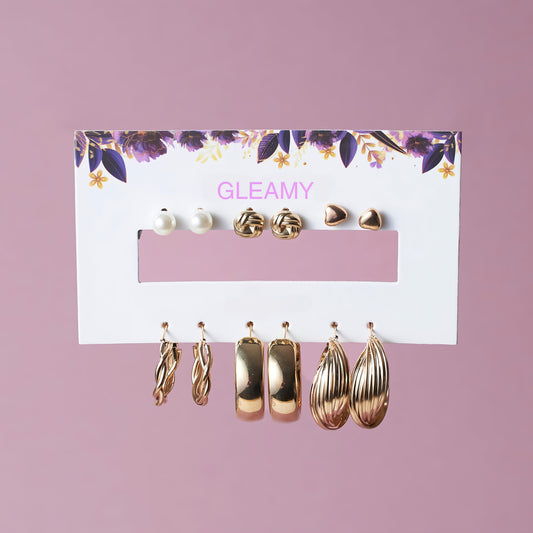 Set of 6 All occasion Golden Hoops  by GLEAMY