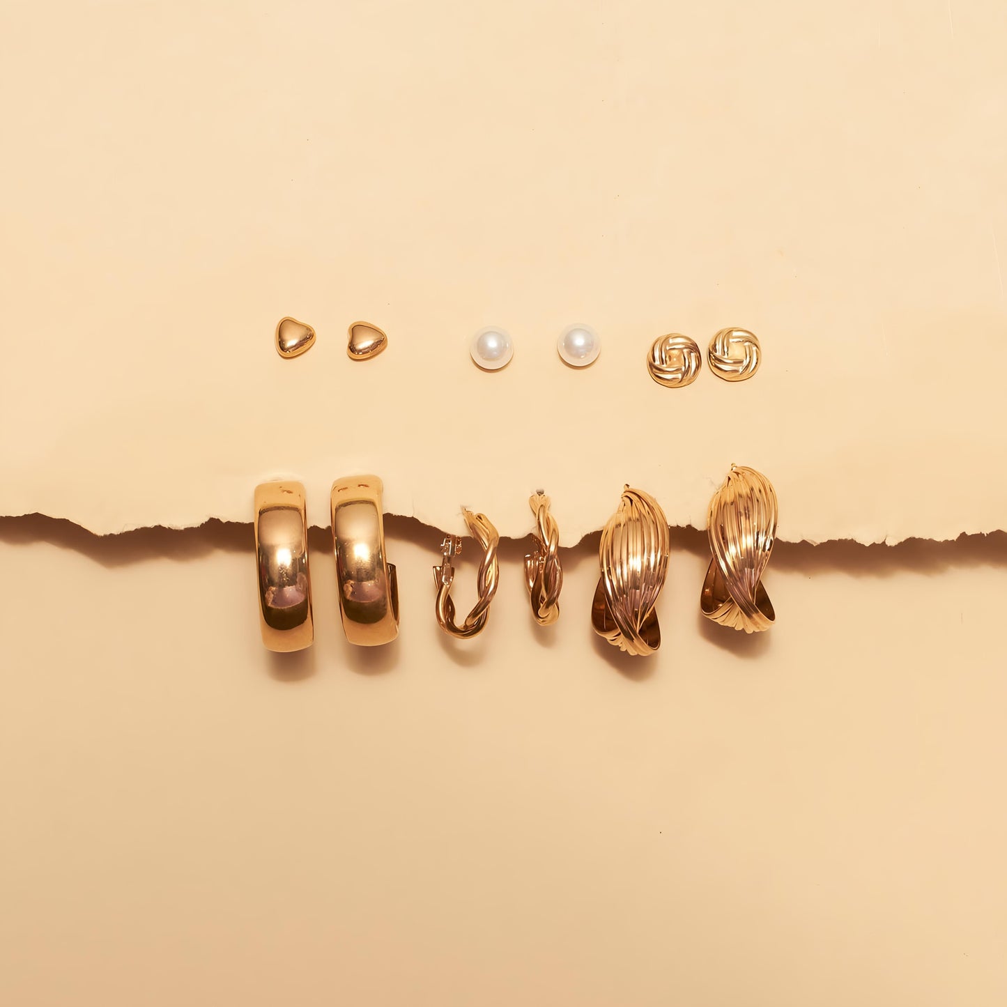 Set of 6 All occasion Golden Hoops  by GLEAMY