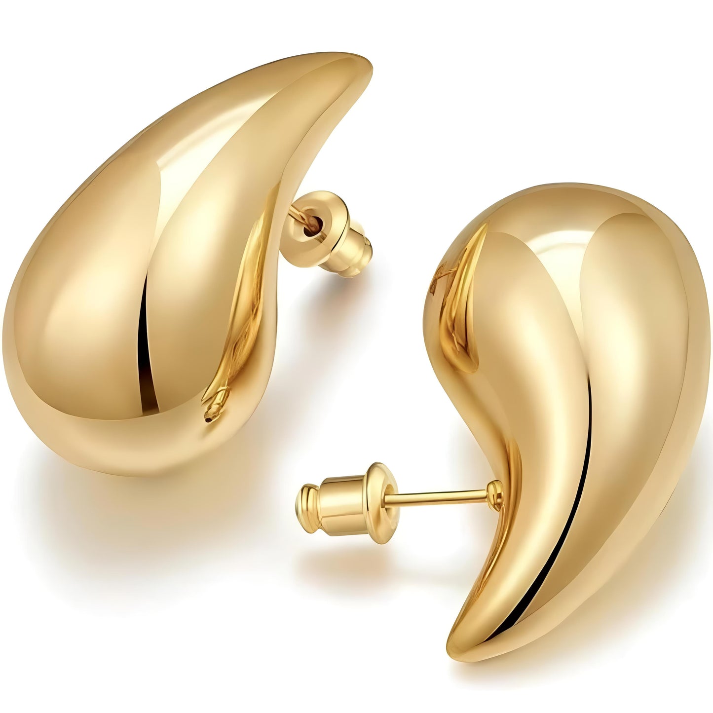 Teardrop Chunky Gold Earrings by GLEAMY