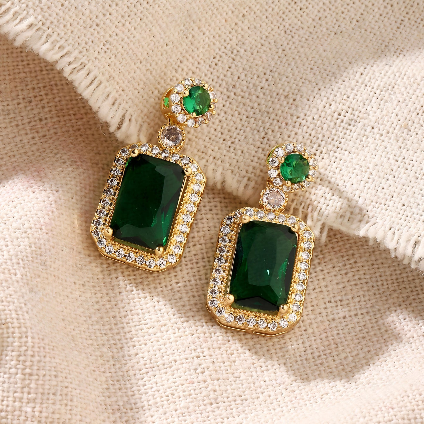 Avery Emerald Crystal Earring by GLEAMY
