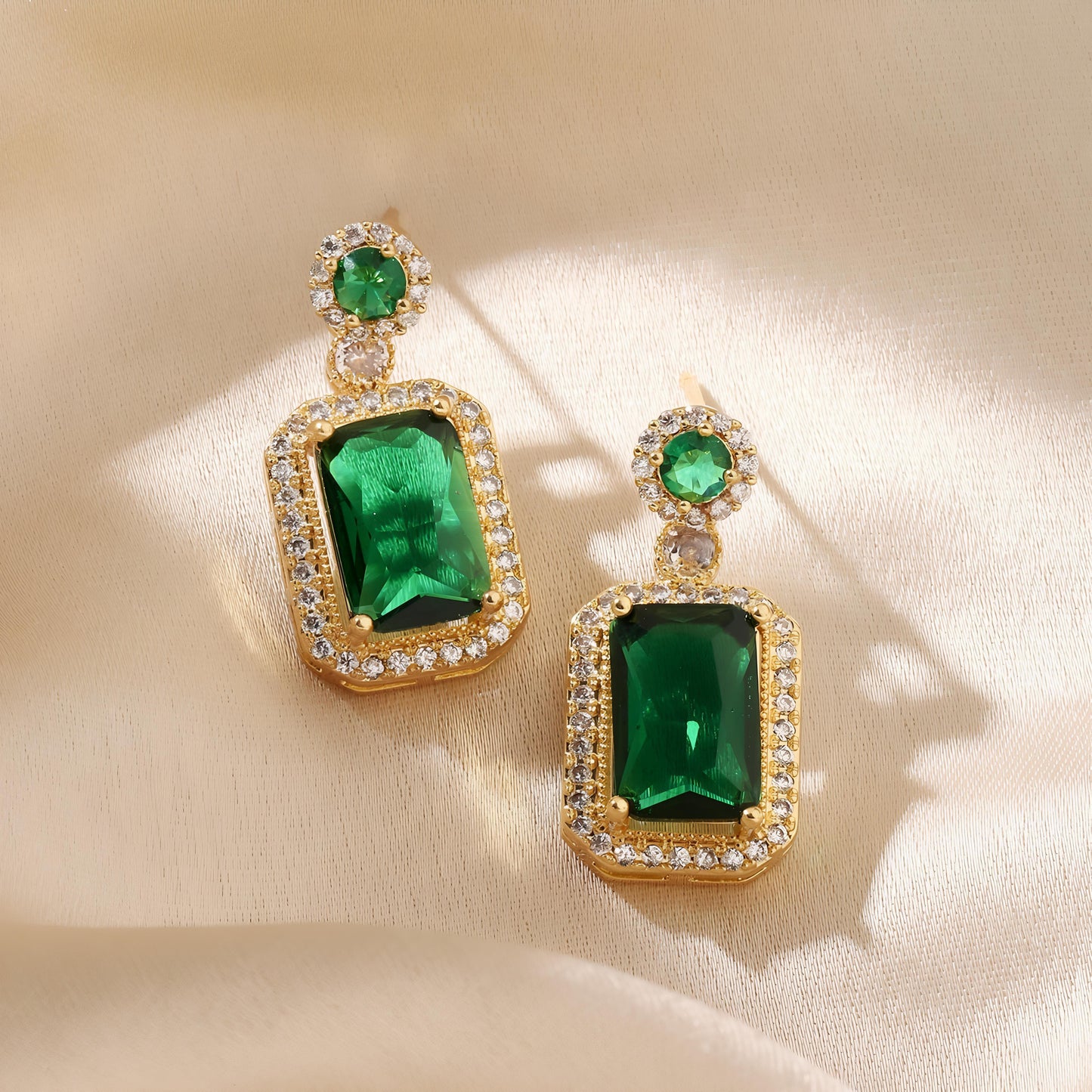 Avery Emerald Crystal Earring by GLEAMY