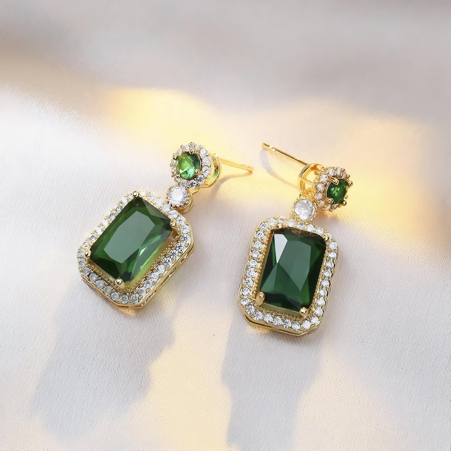 Avery Emerald Crystal Earring by GLEAMY