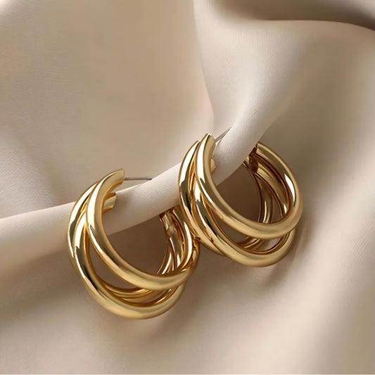 Triple Layer Quirky Hoop Earrings by GLEAMY