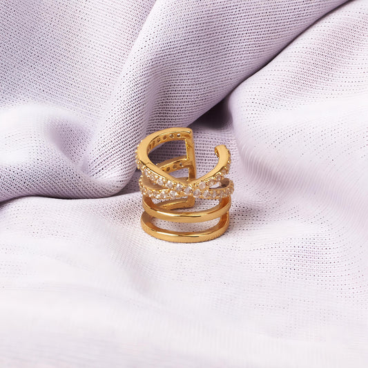 Nova Golden Cuff Earrings by GLEAMY