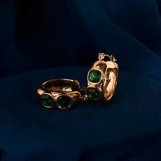 Forest Green Stone Earrings by GLEAMY