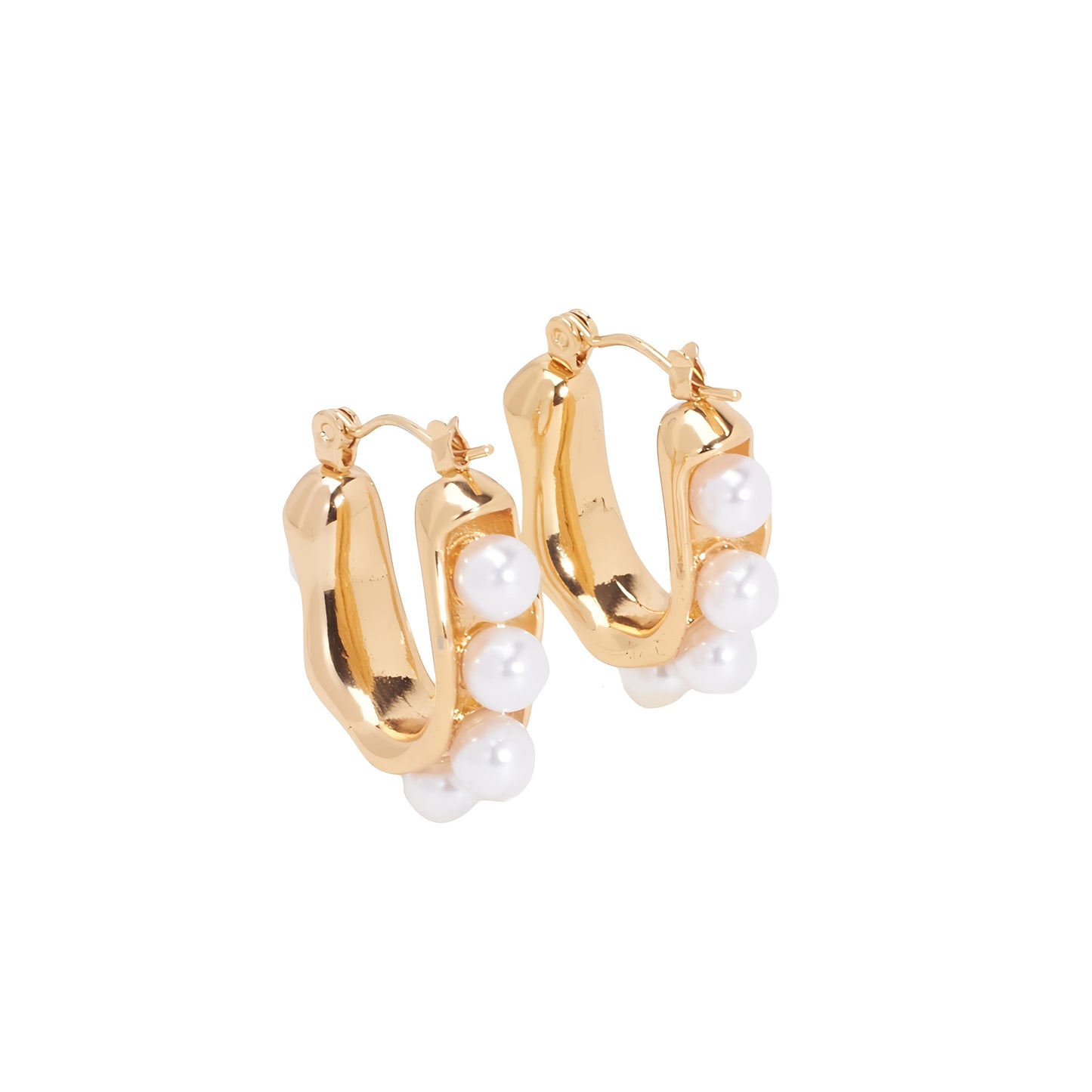 Lustrous Pearl Gold Earrings by GLEAMY