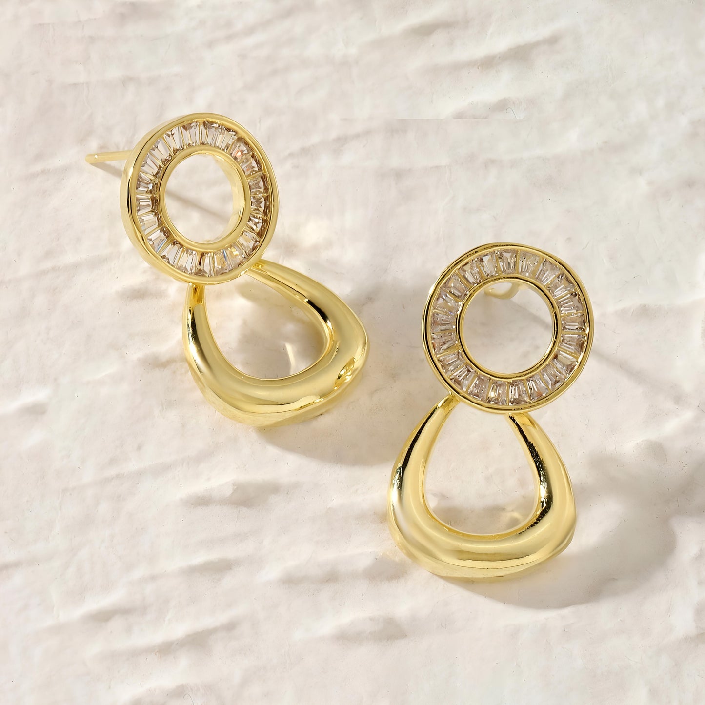 Yume Crystal Round Gold Earring by GLEAMY