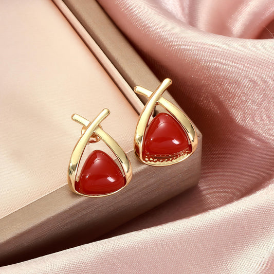 Ruby Blossom Earrings by GLEAMY