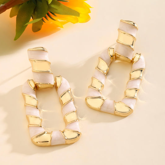 Gleaming White Luxury Gold Earring by GLEAMY