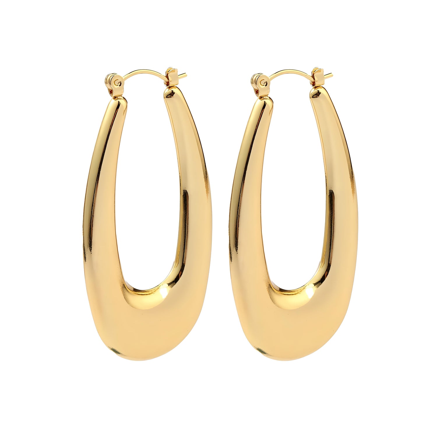Extended Oval Gold Earring by GLEAMY