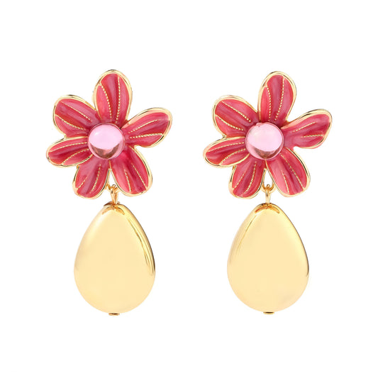Palatial Floral Drop Gold Earring by GLEAMY