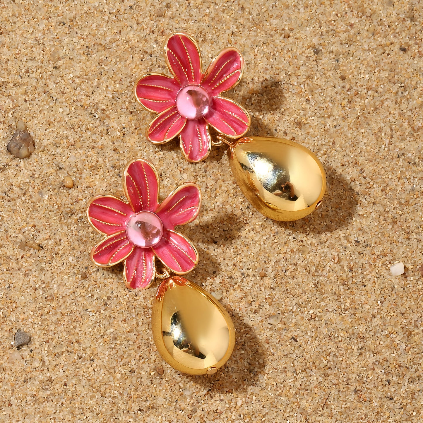 Palatial Floral Drop Gold Earring by GLEAMY