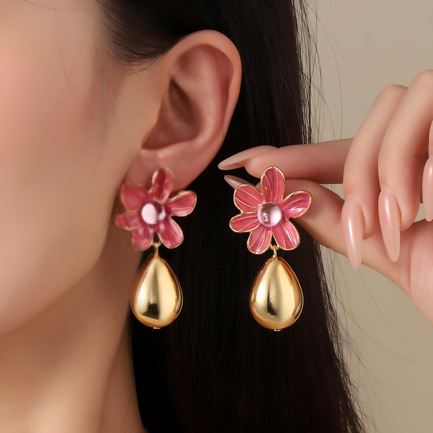 Palatial Floral Drop Gold Earring by GLEAMY