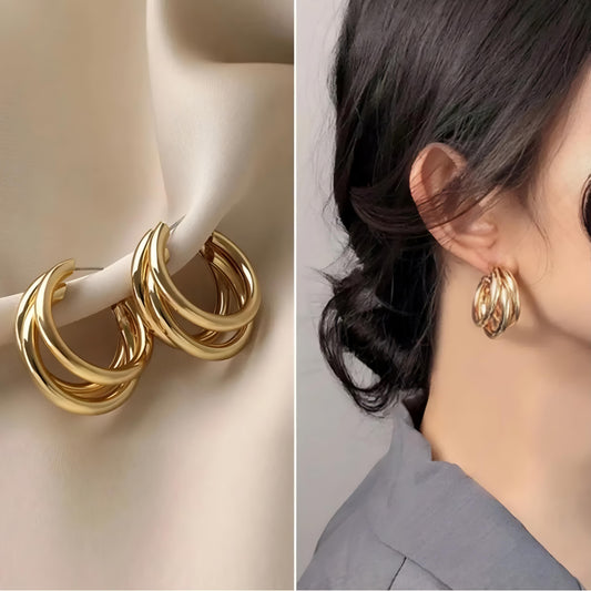 Triple Layer Quirky Hoop Earrings By Gleamy