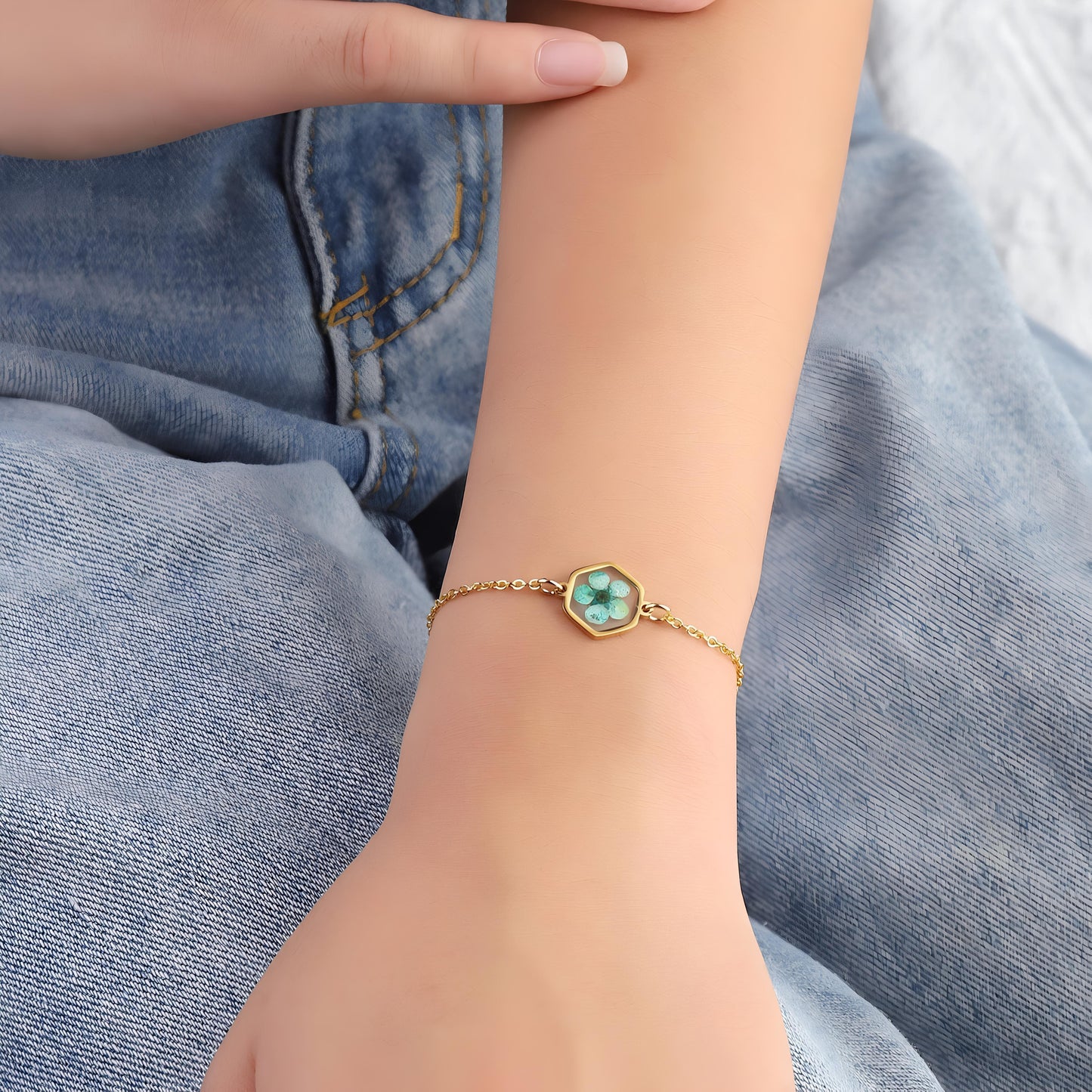 Blue Moon Resin Gold Bracelet by Gleamy