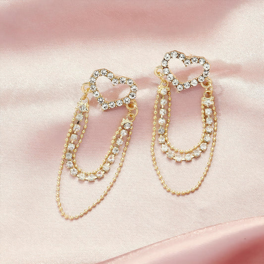 Elegant Heart Chain Earrings By Gleamy